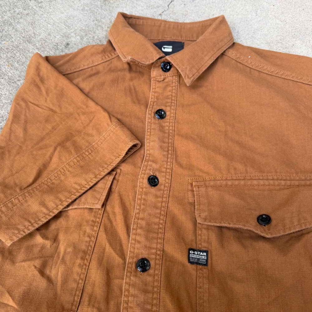 G-Star Raw | Utility Button Up Shirt Brown Mens Medium Workwear Streetwear